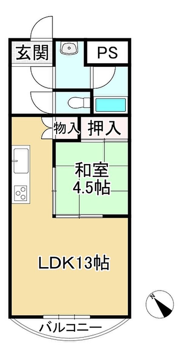 琵琶湖アーバンリゾートIII番館(1LDK) 2階の間取り図