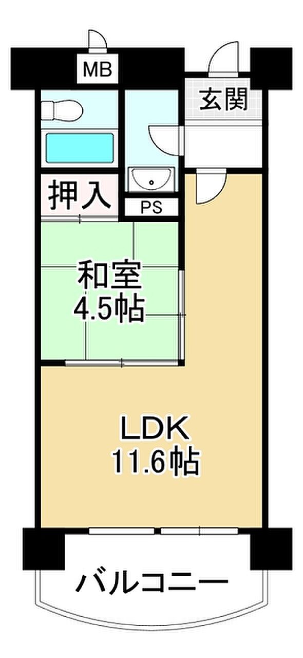 琵琶湖アーバンリゾートI番館(1LDK) 3階の間取り図