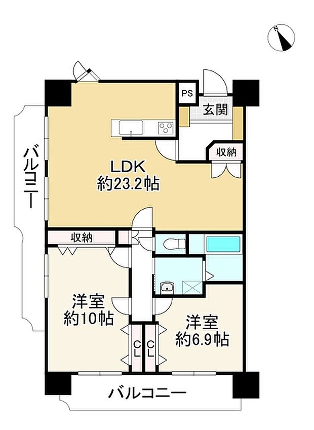 アメニティ南草津II(2LDK) 12階の間取り図