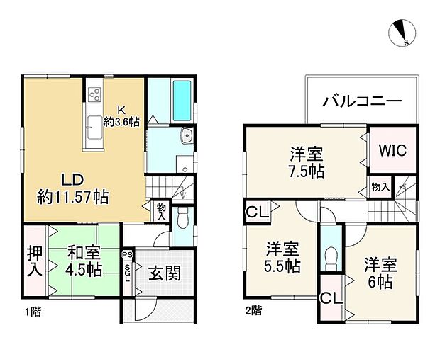 2号地(4LDK)の内観