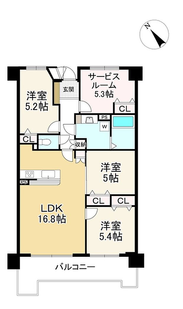 フォルクローレ草津東(3SLDK) 3階の間取り図