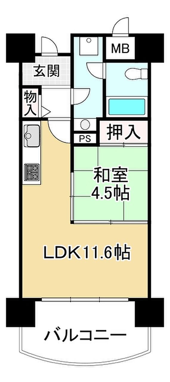 琵琶湖アーバンリゾートI番館(1LDK) 13階の間取り図