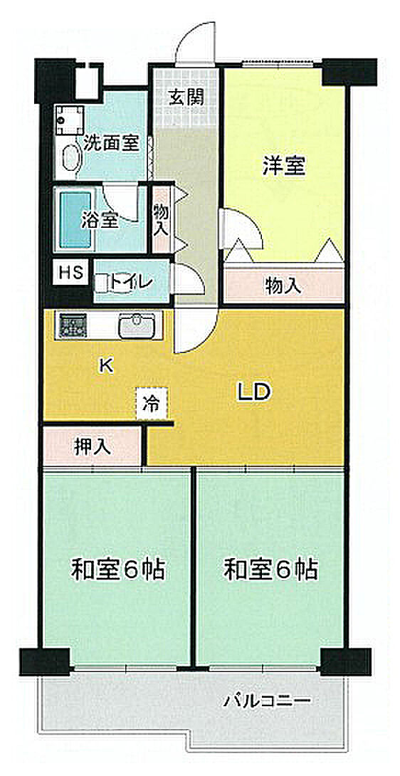 瓢箪山マンション(3LDK) 9階の間取り図