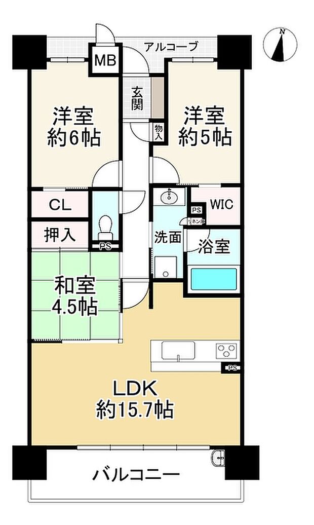 エスリード柏原(3LDK) 9階の内観