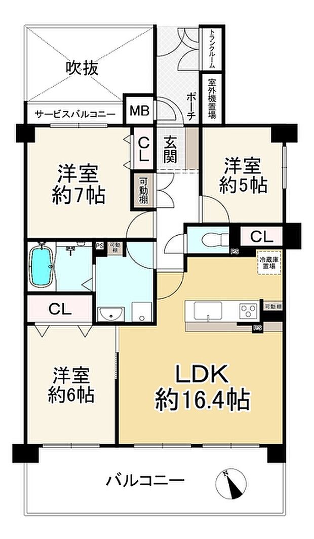 パルメーラ宝松苑(3LDK) 2階の間取り図