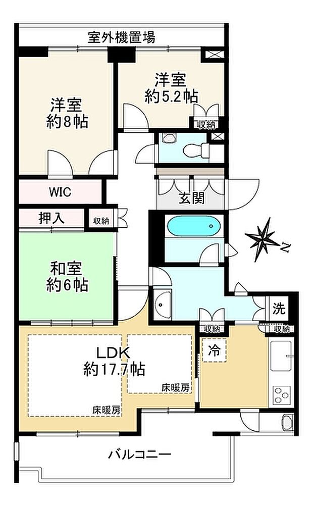 ザ・ハウス住吉本町(3LDK) 3階の間取り図