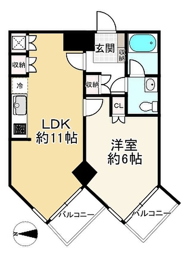 キューブ武庫川VII(1LDK) 4階の内観