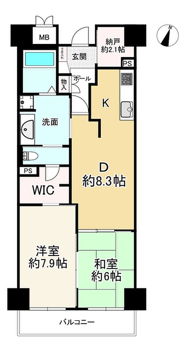 ＲＩＣイーストコート11番街3番館(2DK) 17階の間取り図