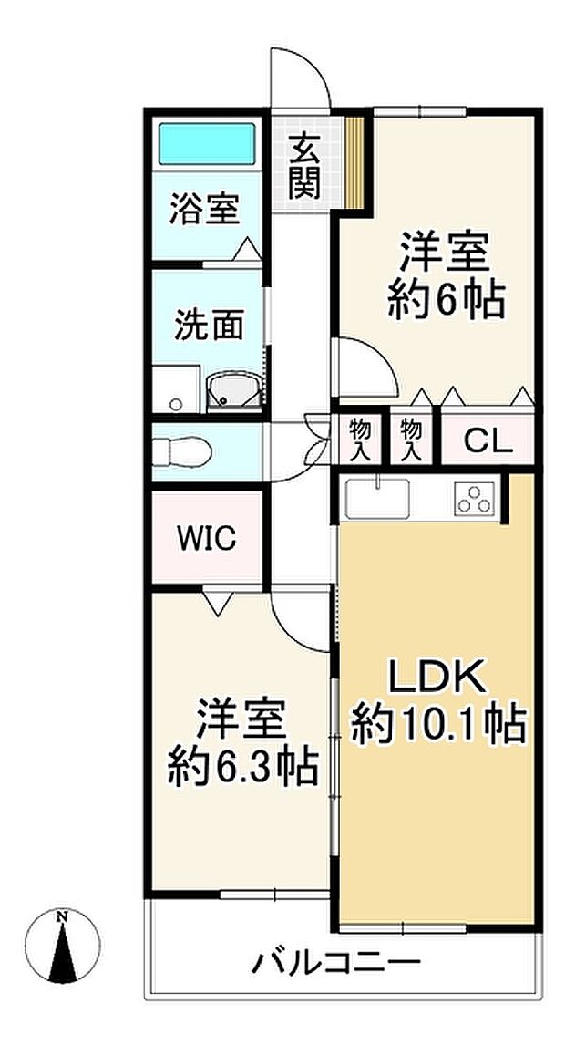 グローバル洛西口(2LDK) 3階の間取り図