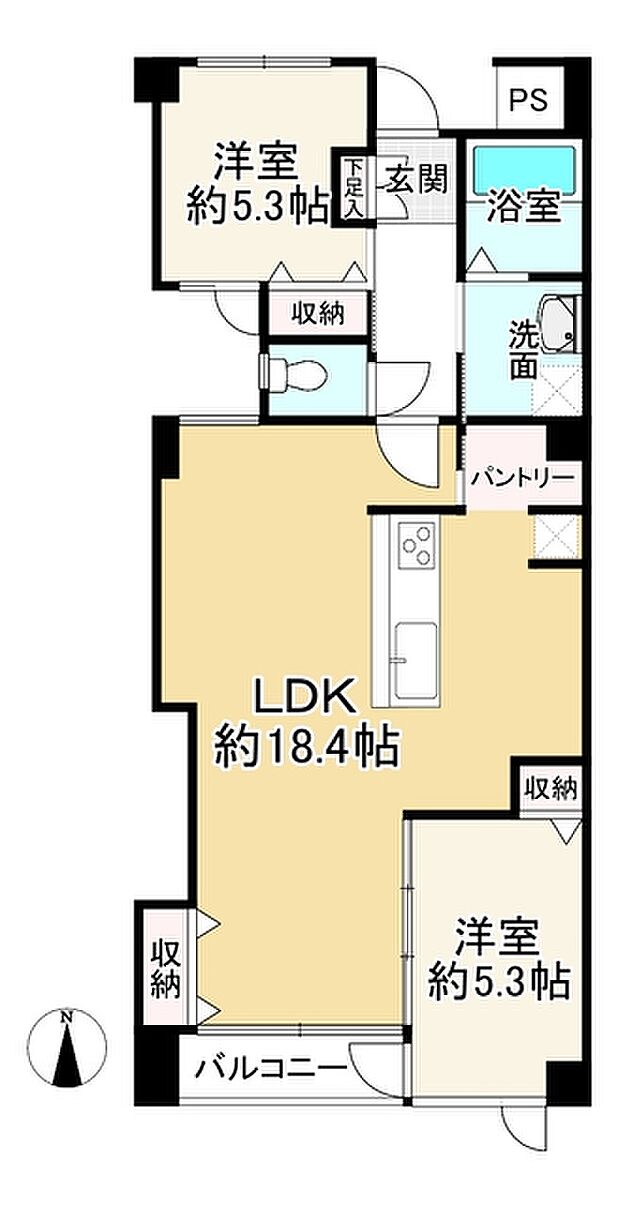 ラポー桂(2LDK) 3階の間取り図