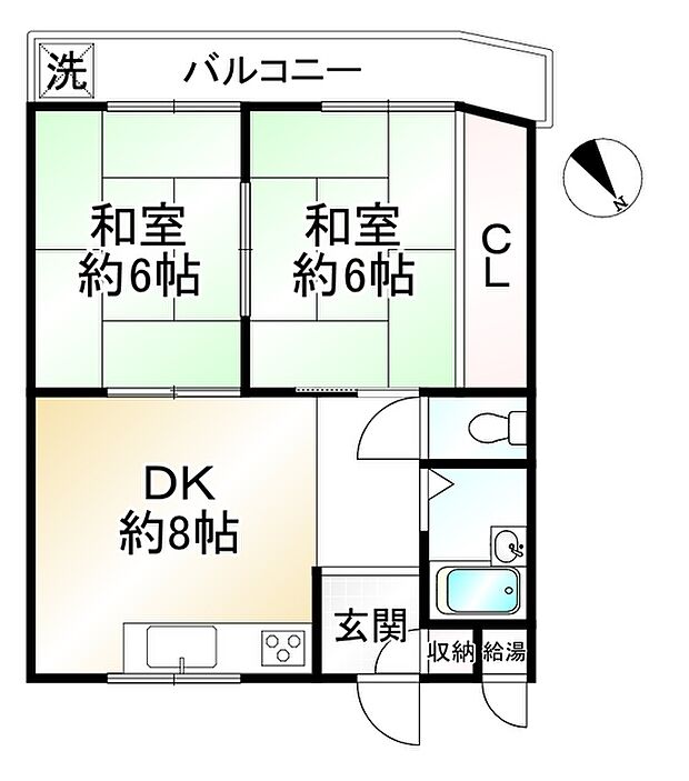 ジョイ長岡京(2DK) 3階の間取り図