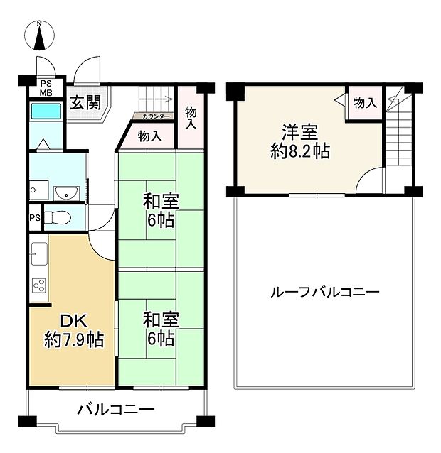 藤和ライブタウン伏見桃山(3LDK) 7階の間取り図