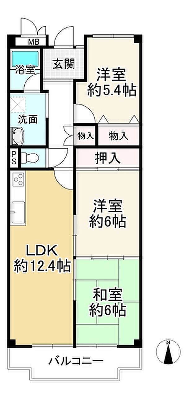 ユニライフ大山崎(3LDK) 4階の間取り図