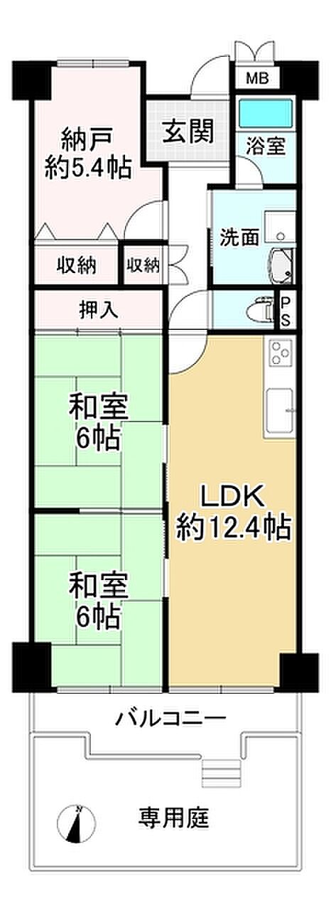 ユニライフ大山崎(2SLDK) 1階の間取り図
