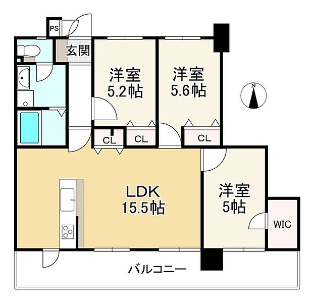 ユニハイム伏見大手筋(3LDK) 11階の間取り図
