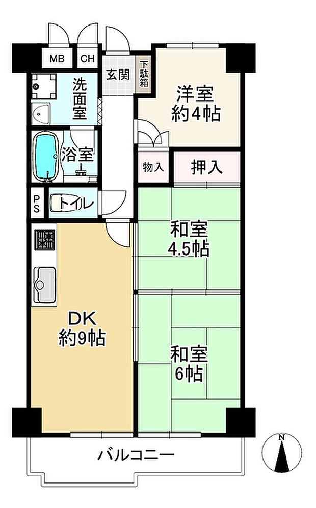 桜宮コンソルト(3DK) 11階の間取り図