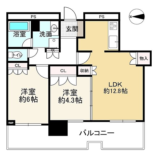 レジデンス梅田ローレルタワー(2LDK) 17階の間取り図