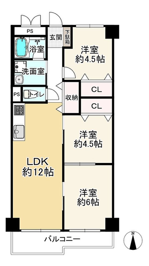 蒲生コーポ(3LDK) 7階の間取り図
