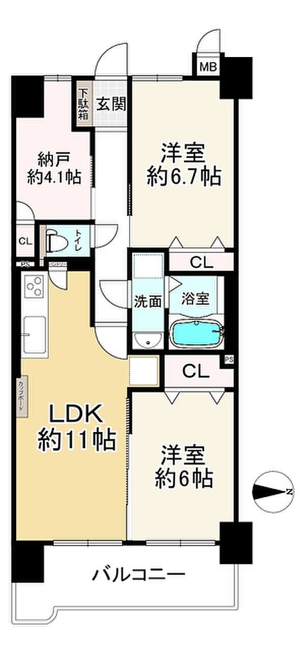 ライオンズマンション北梅田(2SLDK) 9階の間取り図