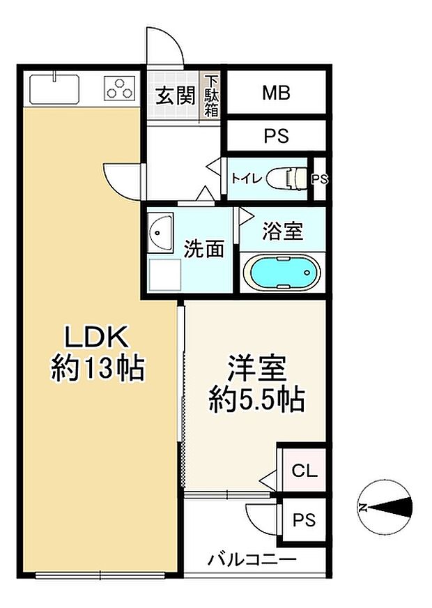 老松コーポ(1LDK) 7階の間取り図
