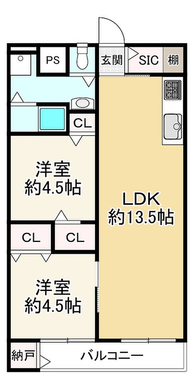 新森小路コーポ(1SLDK) 2階の間取り図