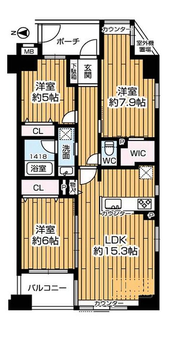 イトーピア長堀橋シエル・クレール(3LDK) 4階の間取り図