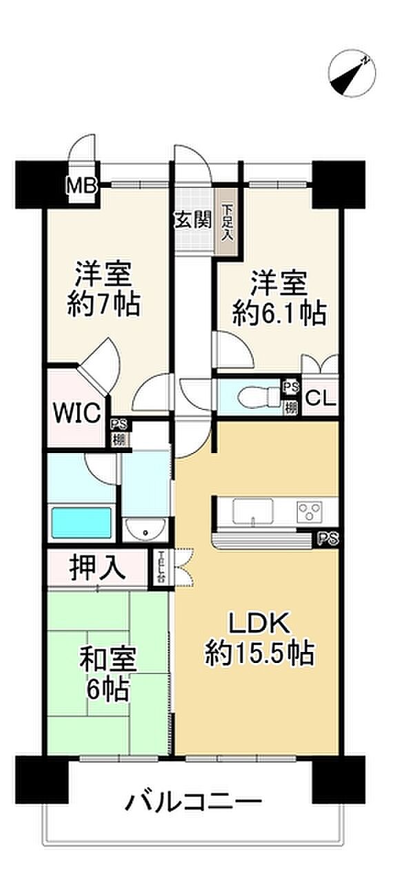 シャリエ草津大路(3LDK) 2階の間取り図