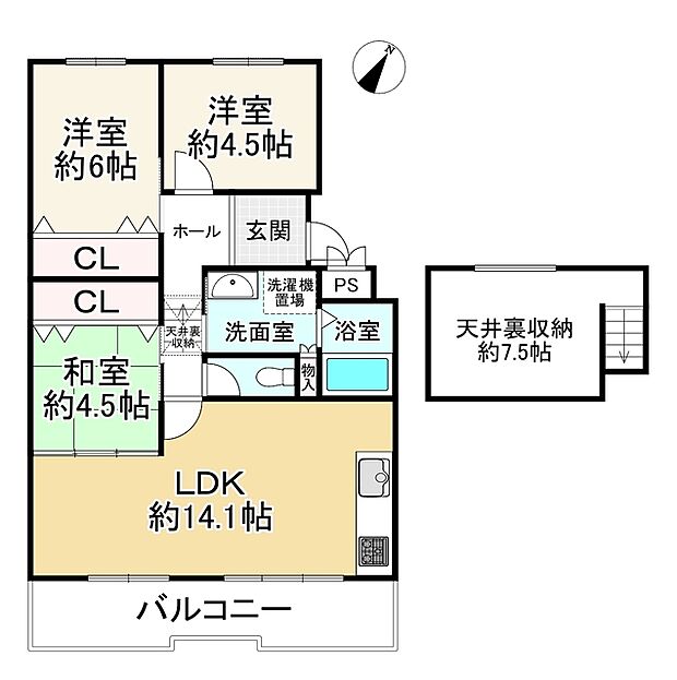 山田西第2次団地A9棟(3LDK) 8階の間取り図