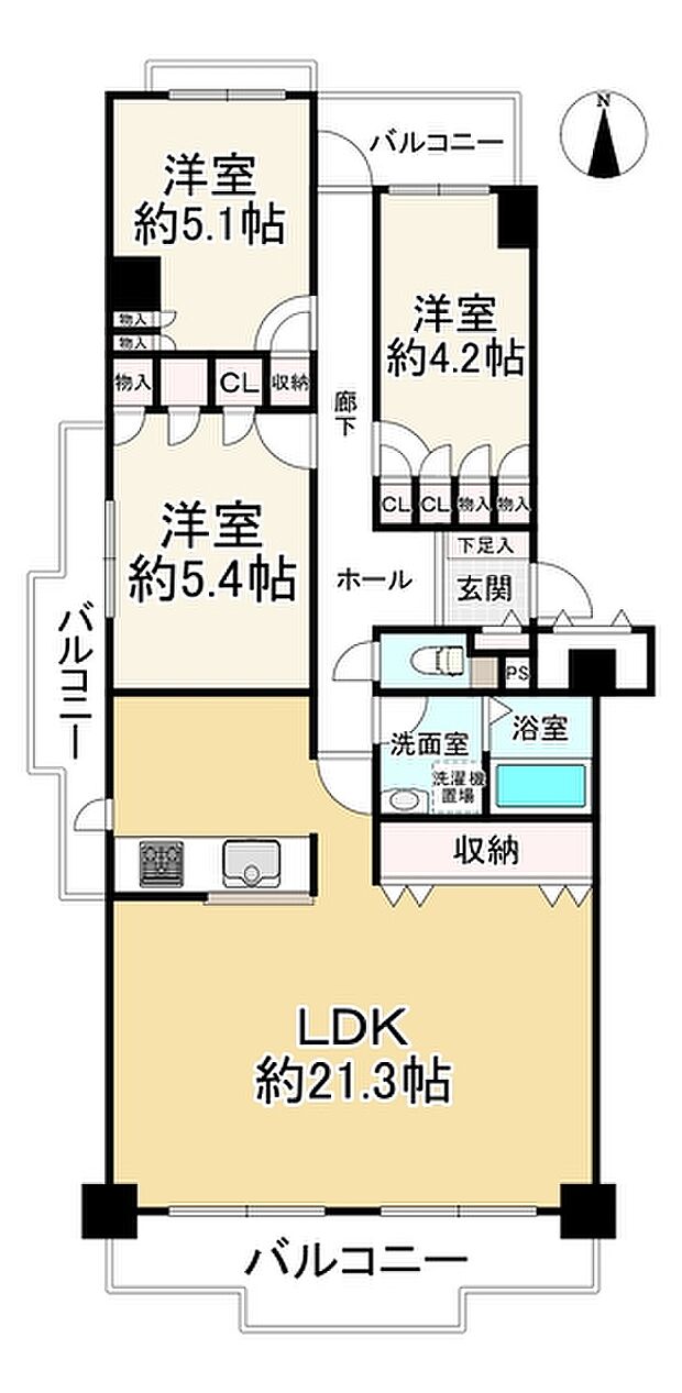 セントポリア北大阪ヴィゾン弐番館(3LDK) 12階の内観