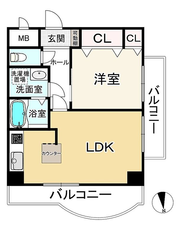 チサンマンション第2江坂(1LDK) 5階の間取り図
