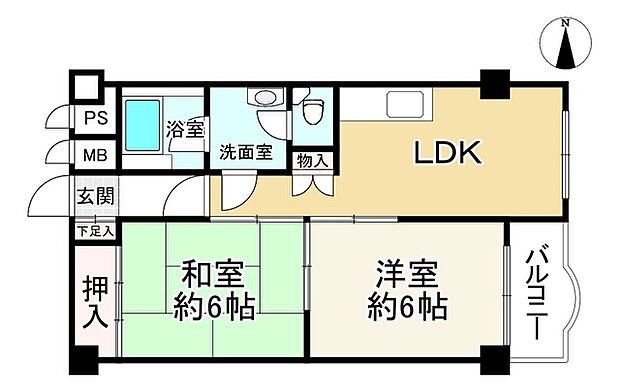 大建コーポ江坂(2LDK) 4階の間取り図