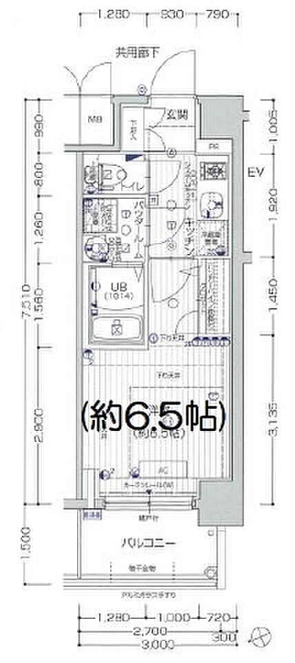 プロヴィスタ新大阪イーストゲート(1K) 8階の間取り図