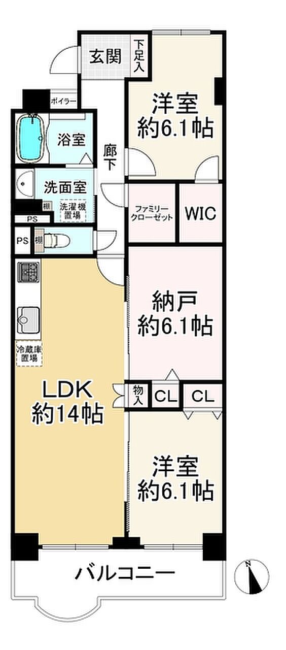 コープ野村江坂台(2SLDK) 6階の間取り図