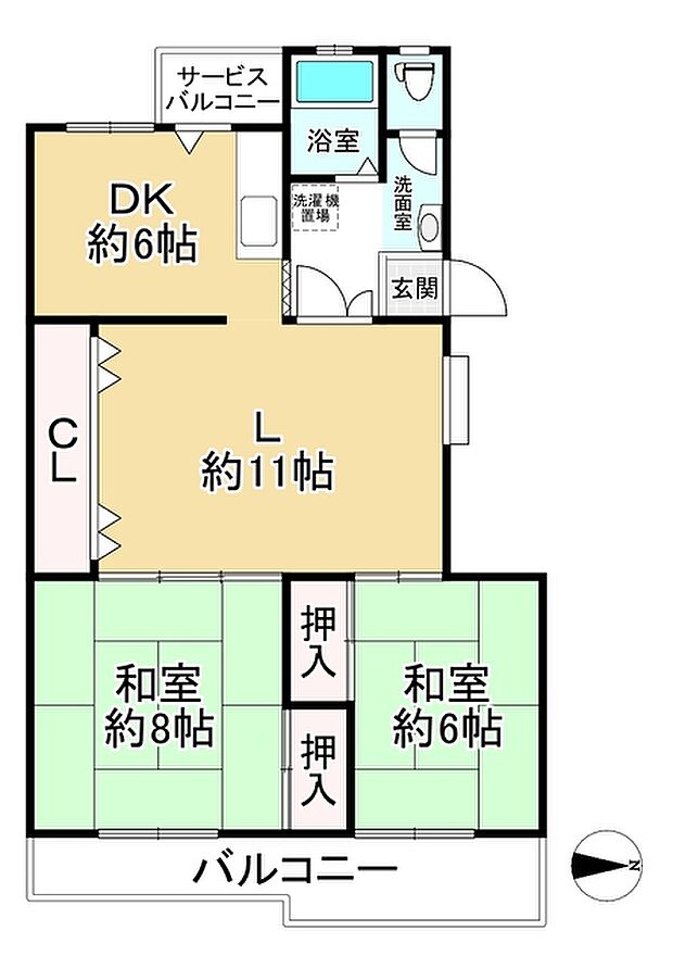 千里山田第一次住宅Ａ8棟(2LDK) 2階の内観