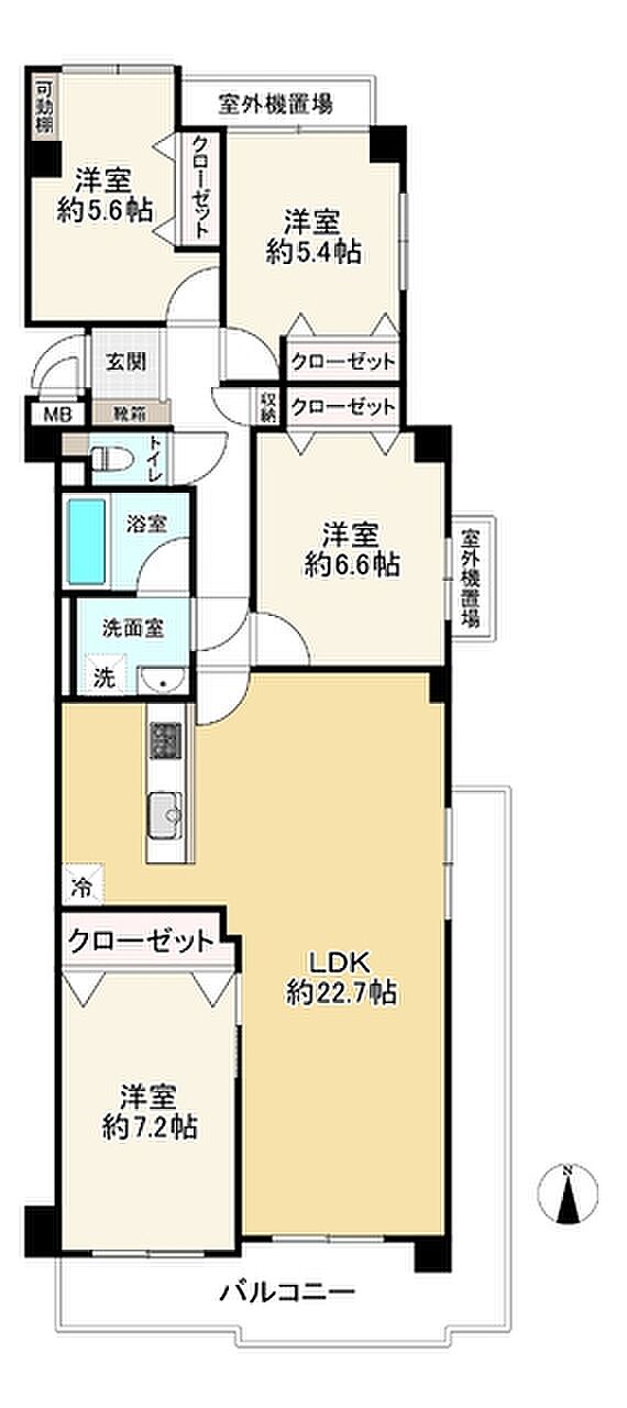 コスモ池田(4LDK) 4階の間取り図
