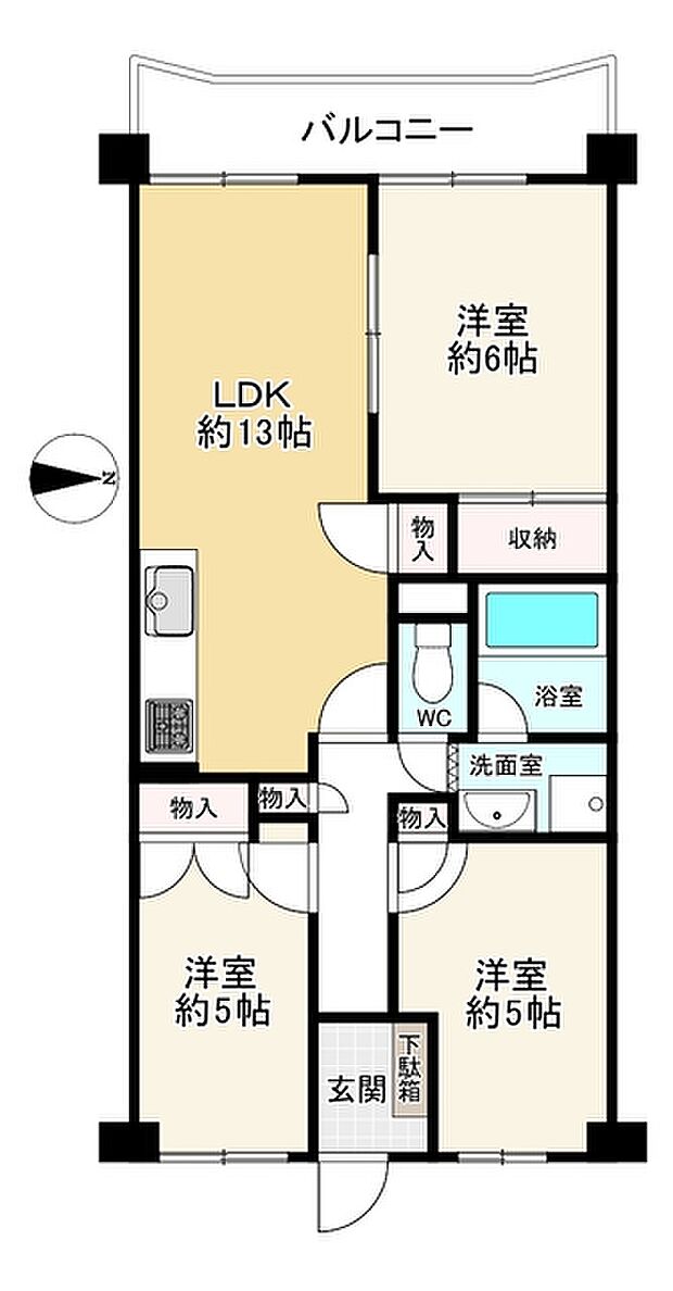 桜塚パークマンション(3LDK) 5階の内観