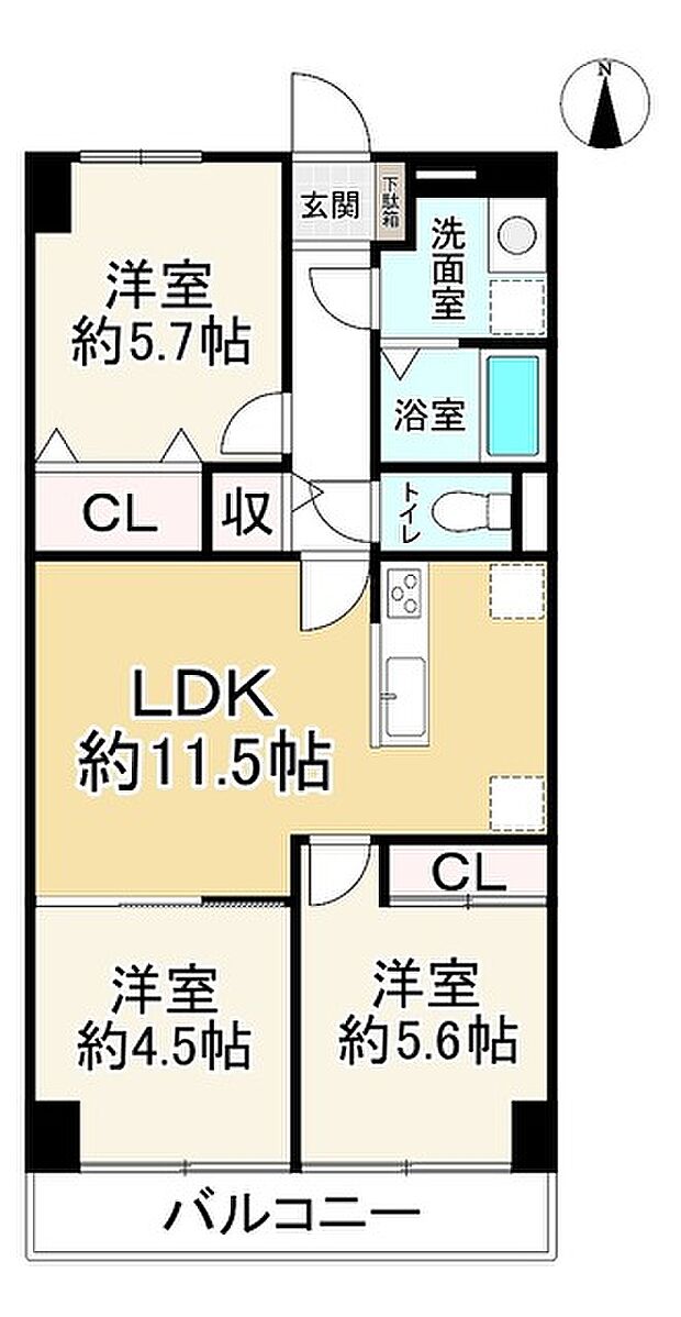 シーアイマンション千里中央(3LDK) 3階の間取り図