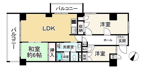 吹田コープ(3LDK) 2階の間取り図