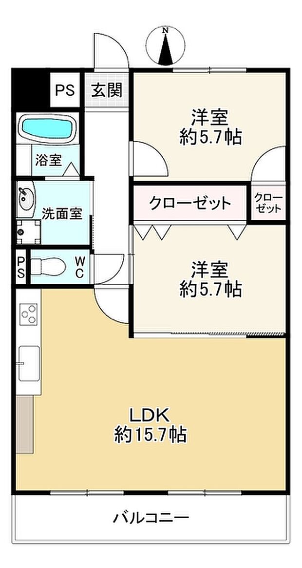 神崎川日光ハイツ(1SLDK) 4階の間取り図