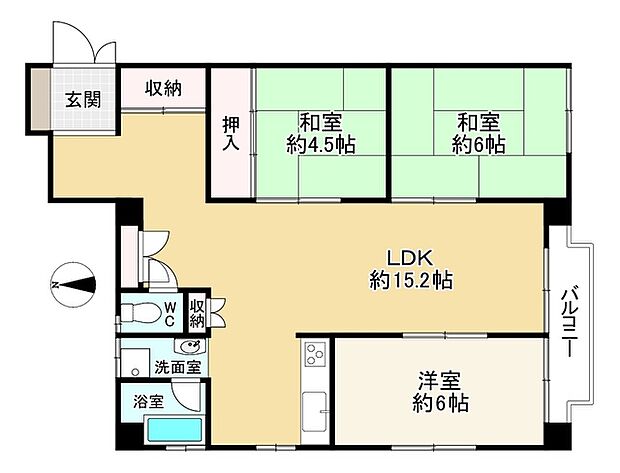 ヤングアート桜塚(3LDK) 5階の間取り図