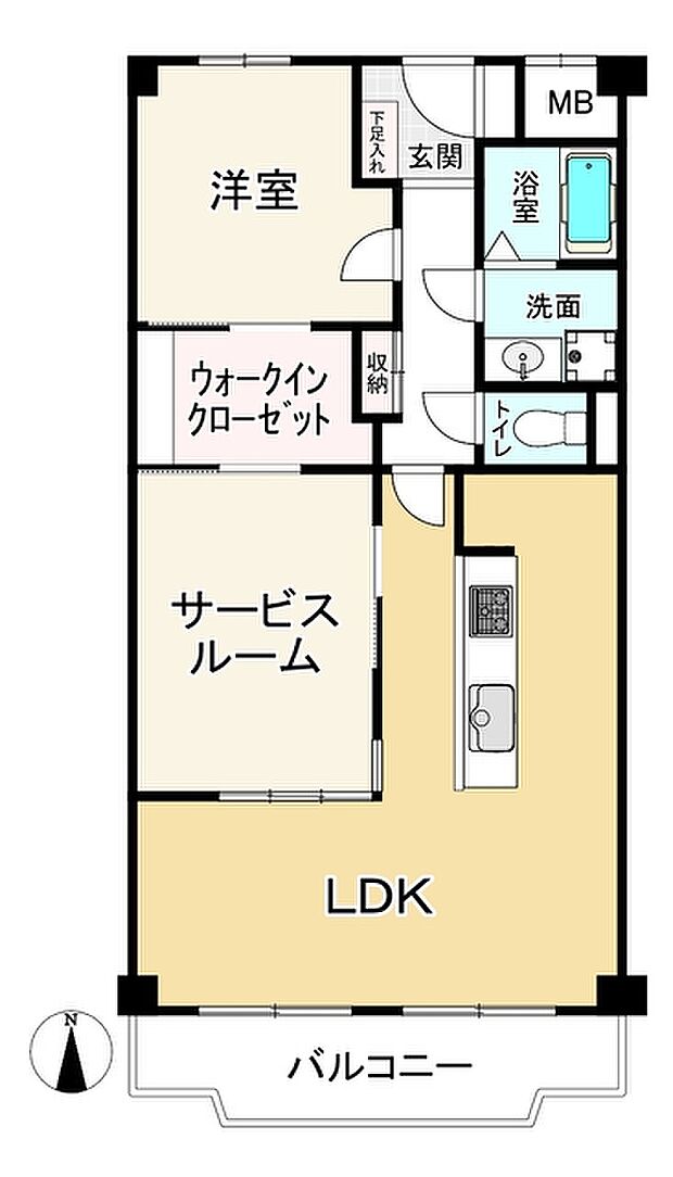 日商岩井第6緑地公園マンション(1SLDK) 4階の間取り図