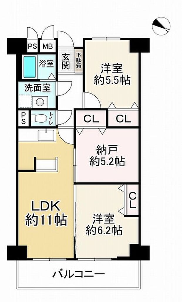 杉谷パークマンション(2SLDK) 8階の間取り図