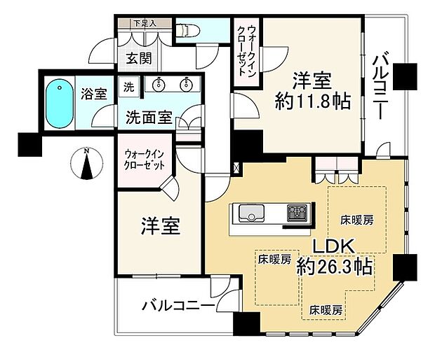 ザ・千里タワー(2LDK) 28階の間取り図