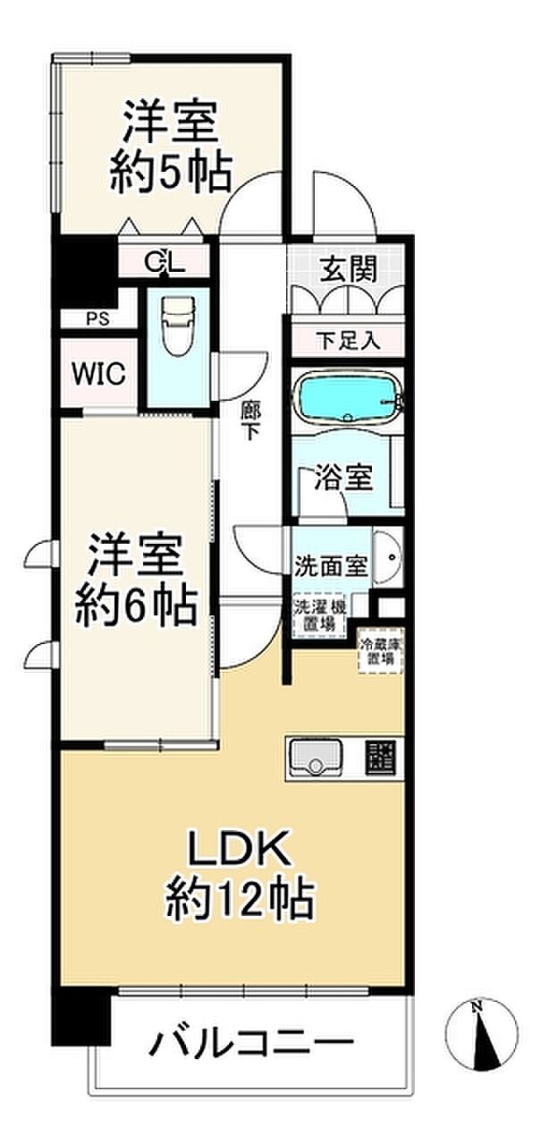 グランアッシュ江坂(2LDK) 6階の間取り図