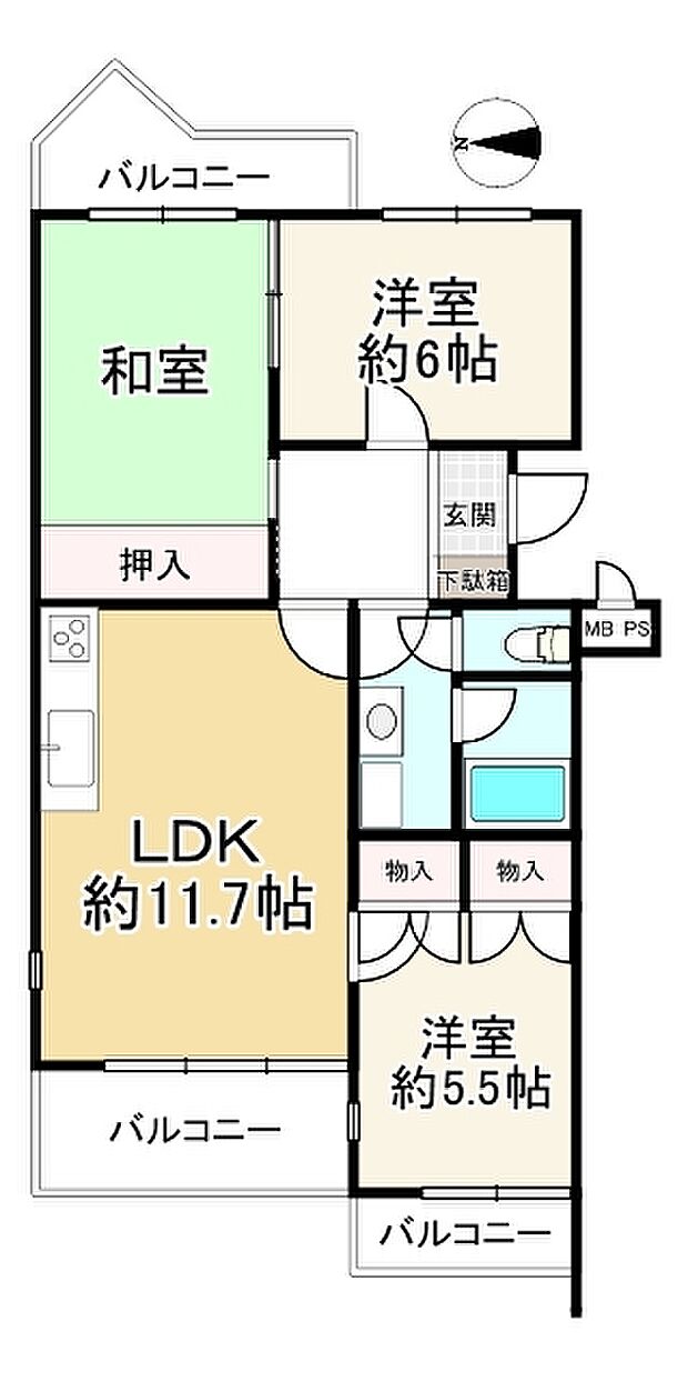 パレ武庫川プルミエール3号棟(3LDK) 5階の間取り図