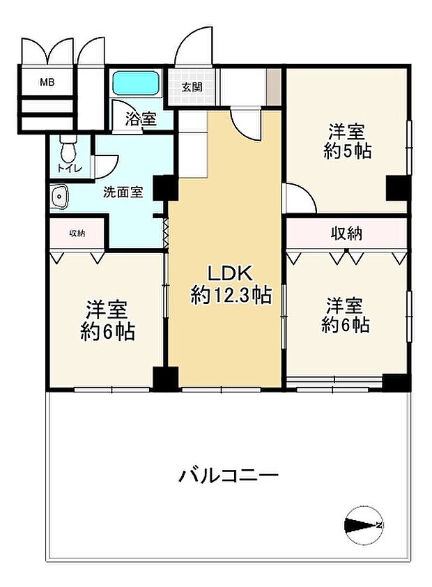 グリーンコーポ武庫之荘(3LDK) 2階の間取り図