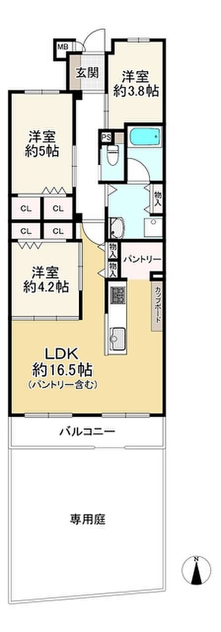 カルム伊丹緑ケ丘(3LDK) 1階の間取り図