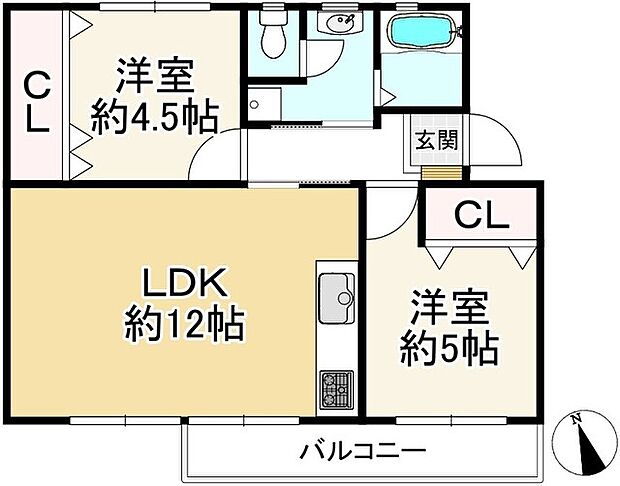 茄子作住宅第3号棟(2LDK) 2階の間取り図