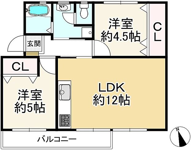 茄子作住宅第3号棟(2LDK) 2階の間取り図