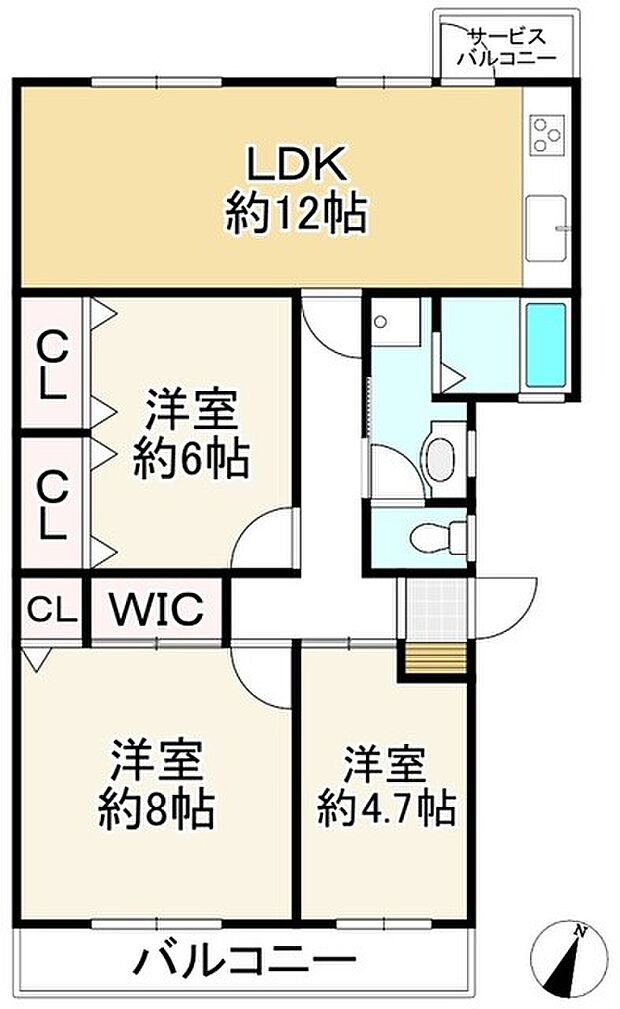 枚方東山住宅1号棟(3LDK) 4階の間取り図